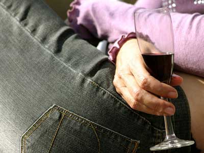 Woman drinking wine